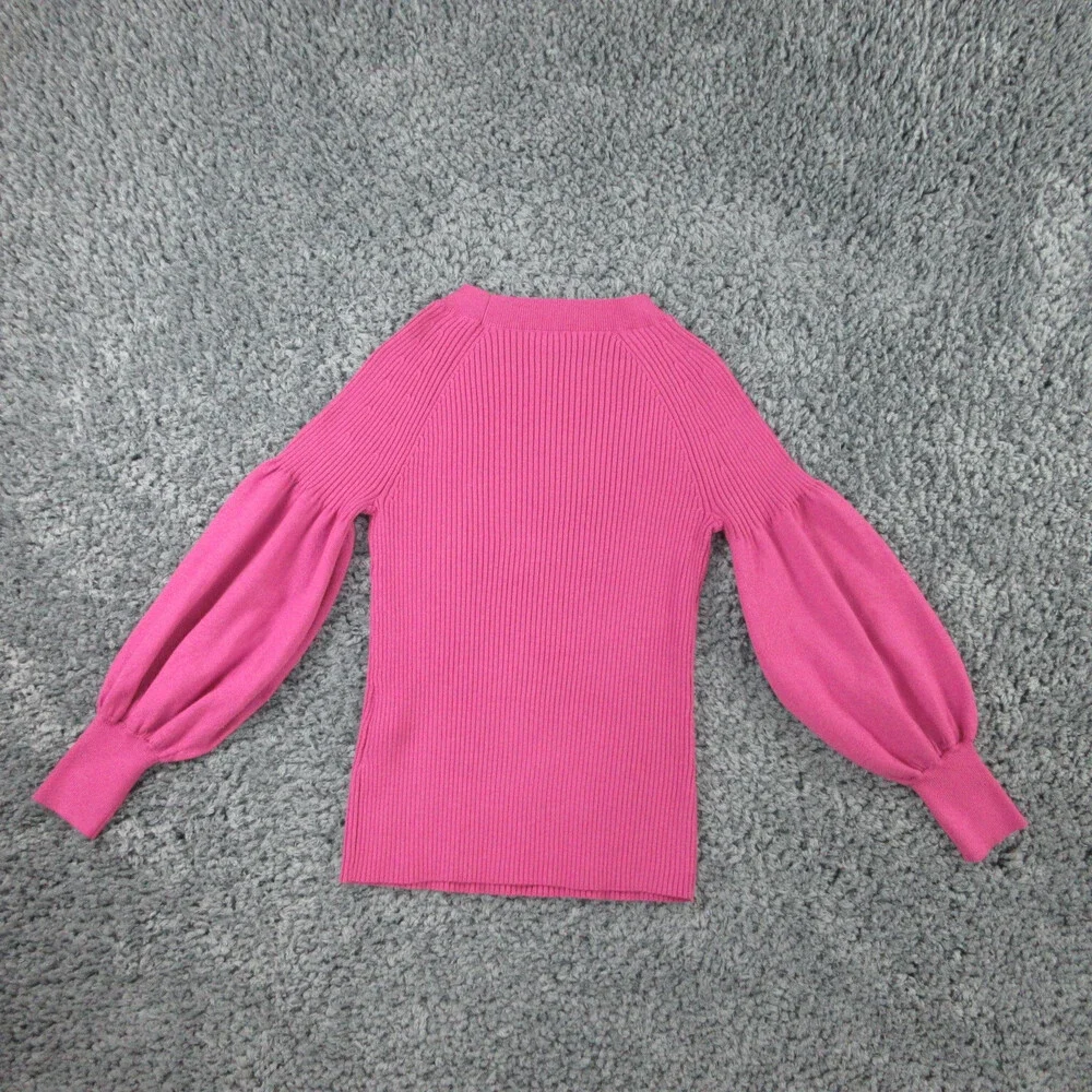 Chico's Sweater Womens 0 US XS/4 Purple Ribbed Puff Long Sleeve Pullover